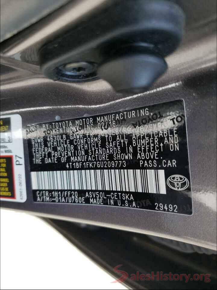 4T1BF1FK7GU209773 2016 TOYOTA CAMRY