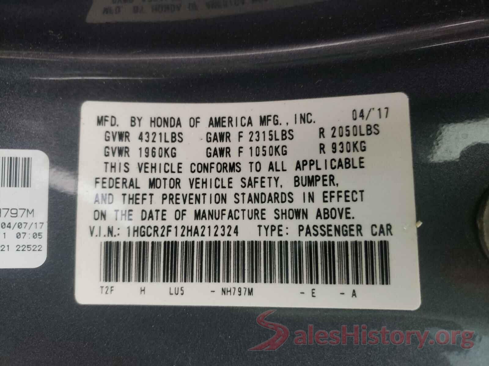 1HGCR2F12HA212324 2017 HONDA ACCORD