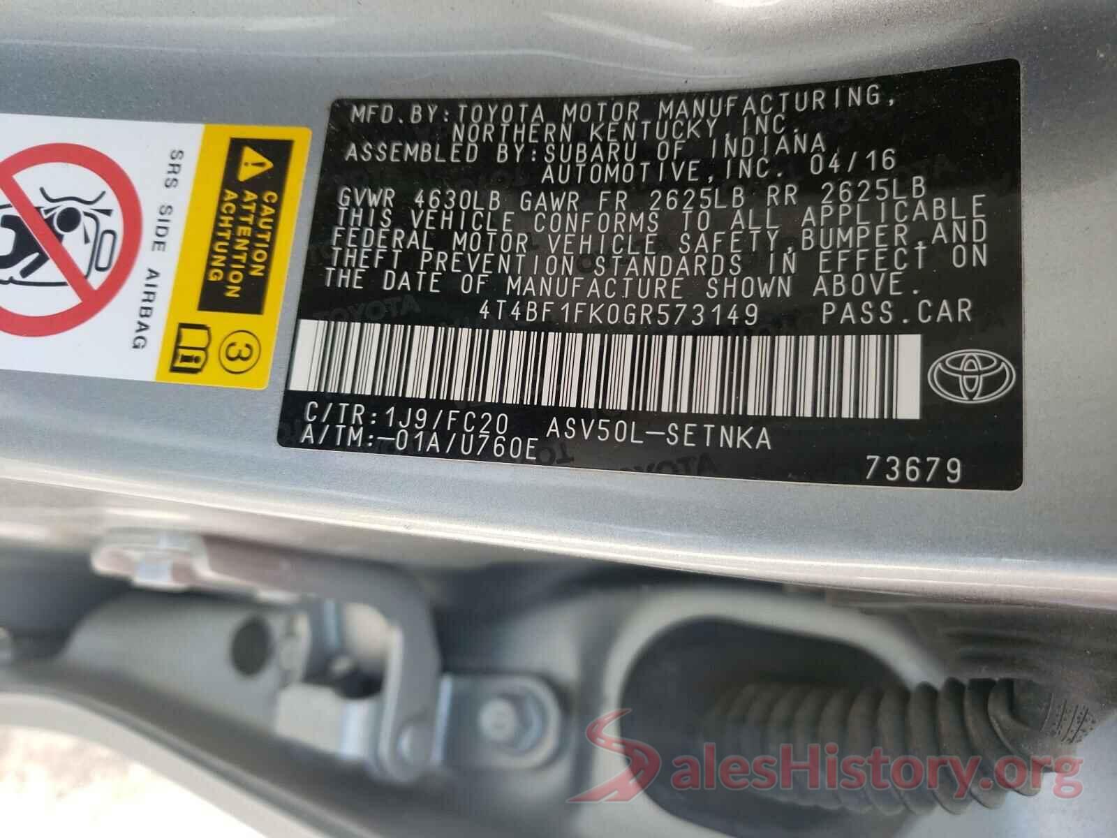 4T4BF1FK0GR573149 2016 TOYOTA CAMRY