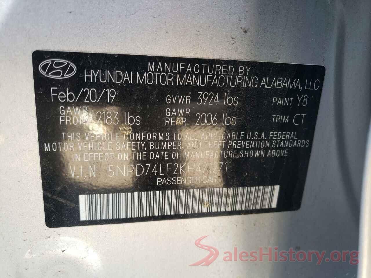 5NPD74LF2KH471271 2019 HYUNDAI ELANTRA