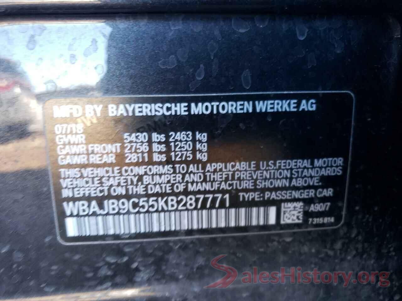 WBAJB9C55KB287771 2019 BMW M5