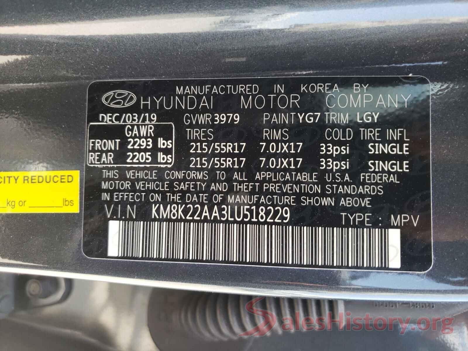 KM8K22AA3LU518229 2020 HYUNDAI KONA