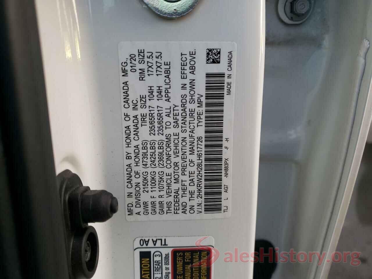 2HKRW2H28LH617726 2020 HONDA CRV