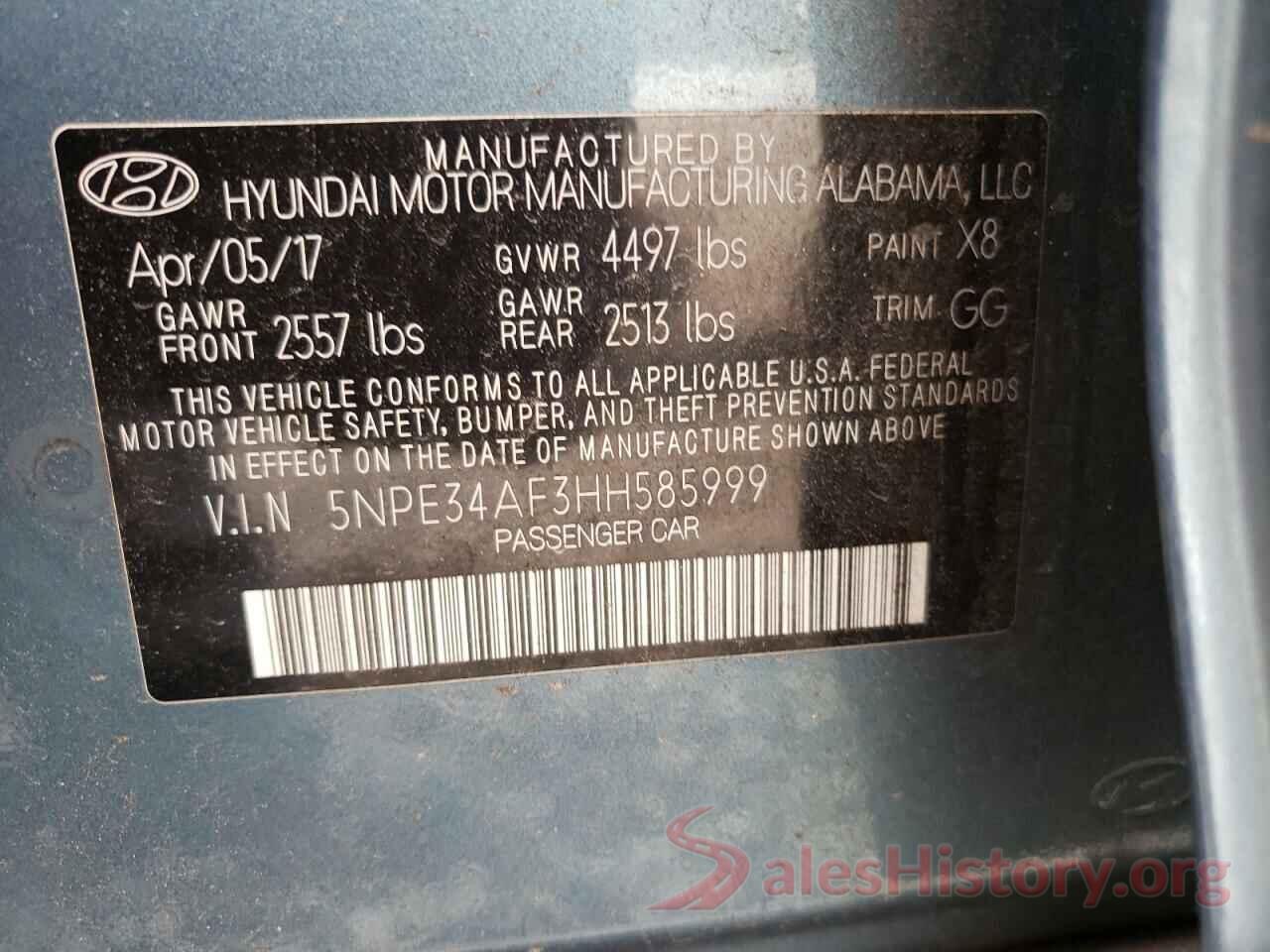 5NPE34AF3HH585999 2017 HYUNDAI SONATA