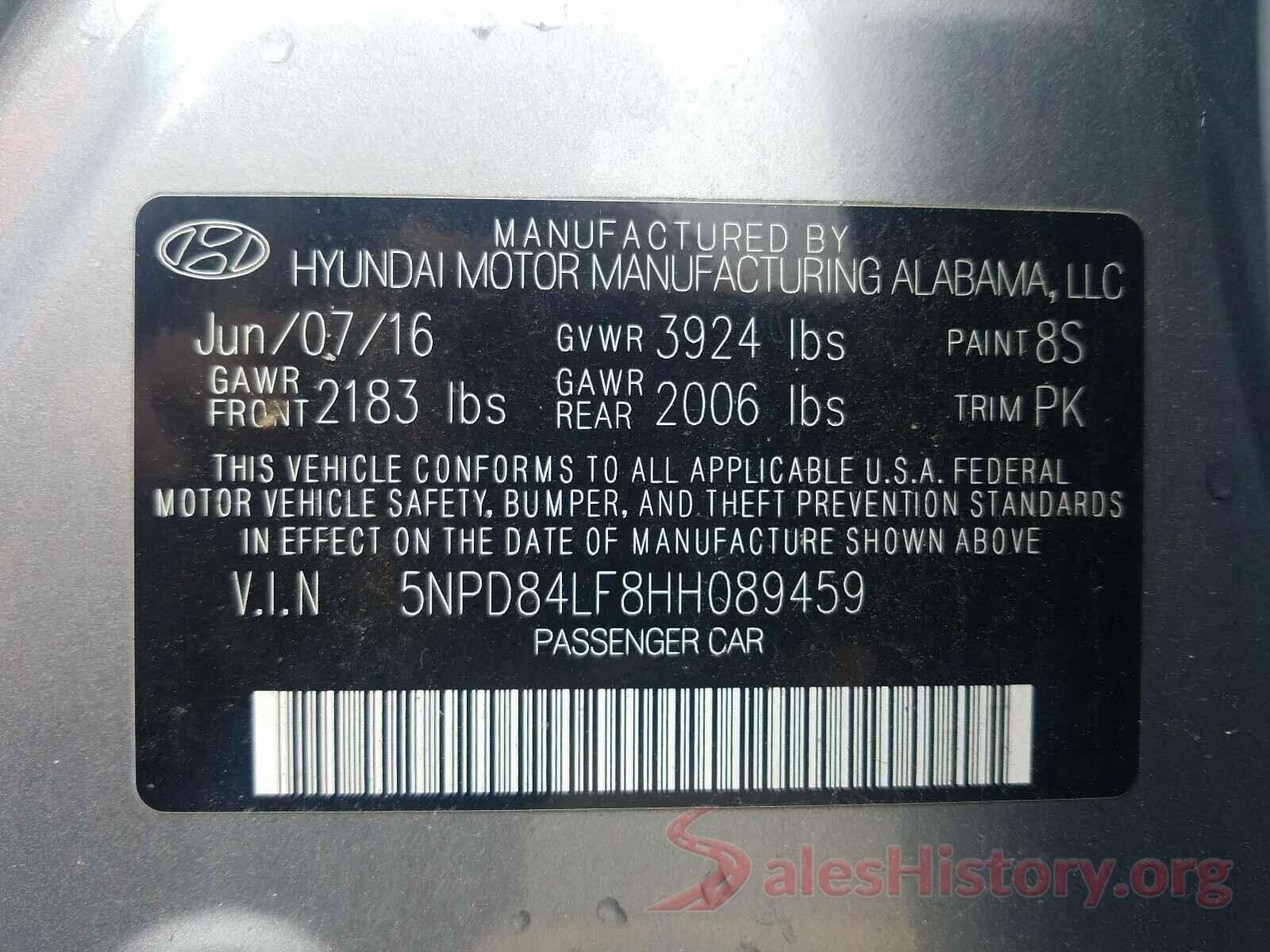 5NPD84LF8HH089459 2017 HYUNDAI ELANTRA