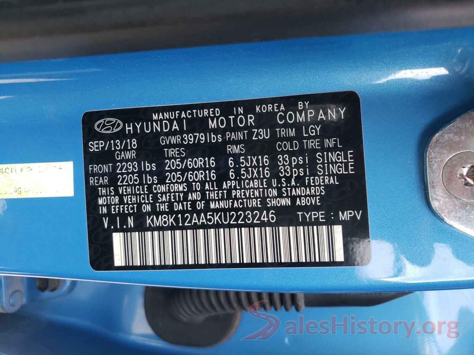 KM8K12AA5KU223246 2019 HYUNDAI KONA