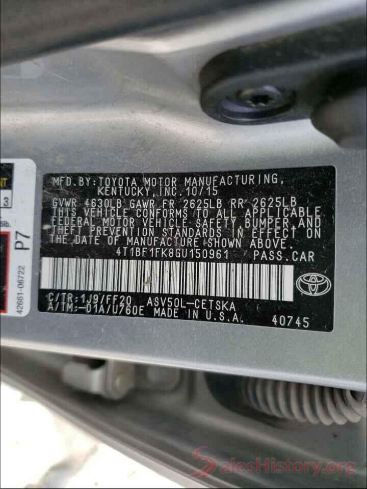 4T1BF1FK8GU150961 2016 TOYOTA CAMRY