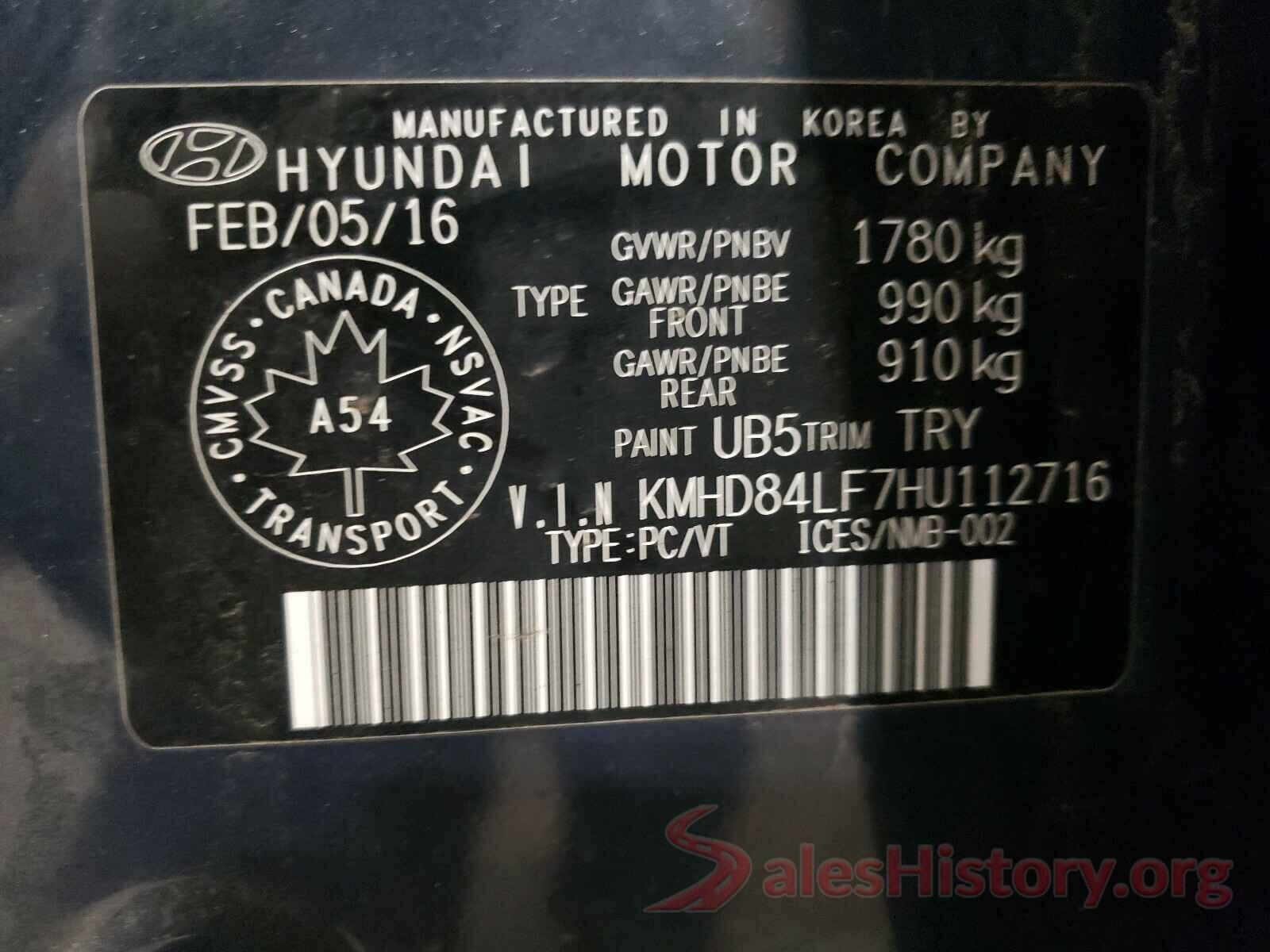 KMHD84LF7HU112716 2017 HYUNDAI ELANTRA