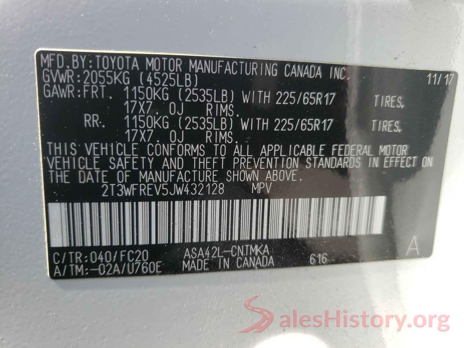 2T3WFREV5JW432128 2018 TOYOTA RAV4