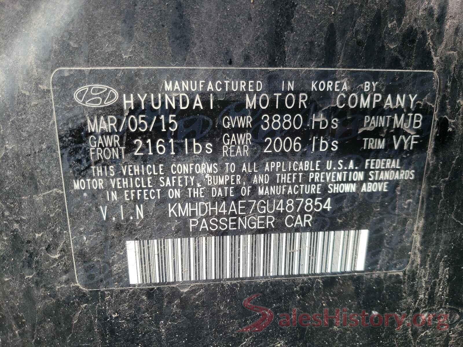 KMHDH4AE7GU487854 2016 HYUNDAI ELANTRA