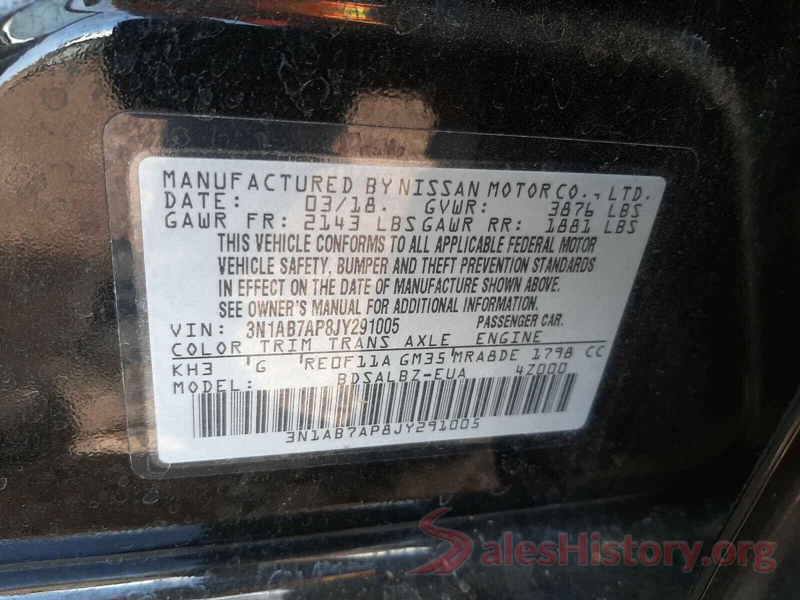 3N1AB7AP8JY291005 2018 NISSAN SENTRA