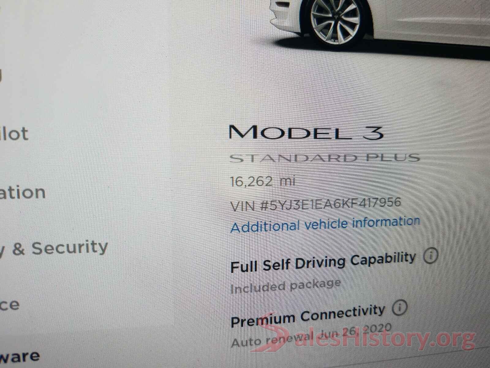 5YJ3E1EA6KF417956 2019 TESLA MODEL 3