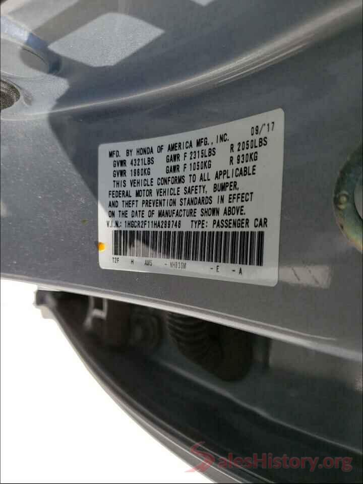 1HGCR2F11HA299746 2017 HONDA ACCORD