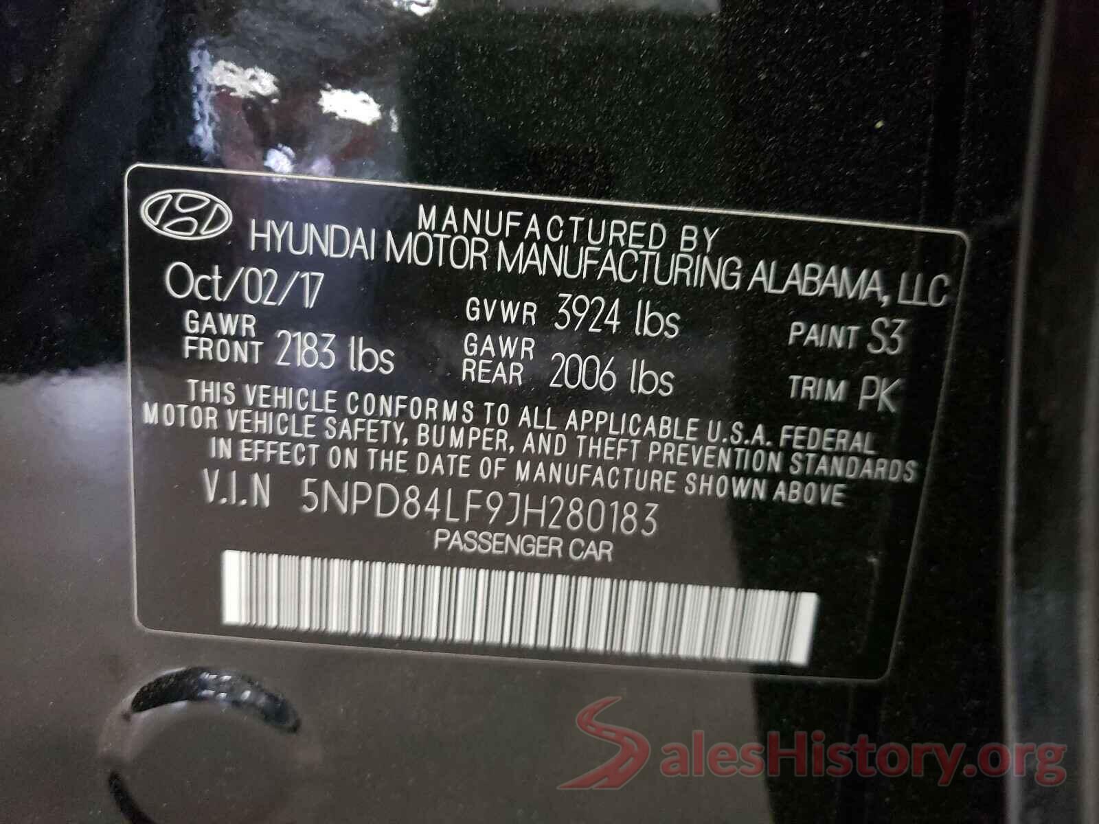 5NPD84LF9JH280183 2018 HYUNDAI ELANTRA