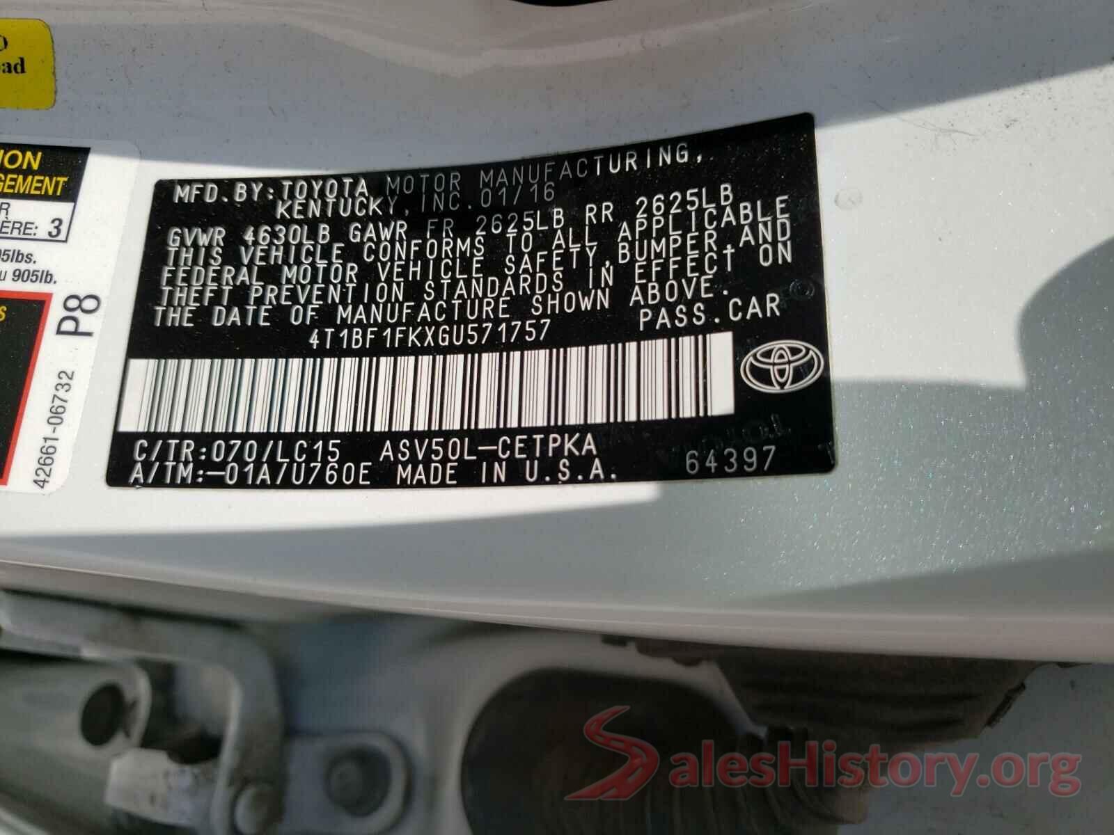 4T1BF1FKXGU571757 2016 TOYOTA CAMRY