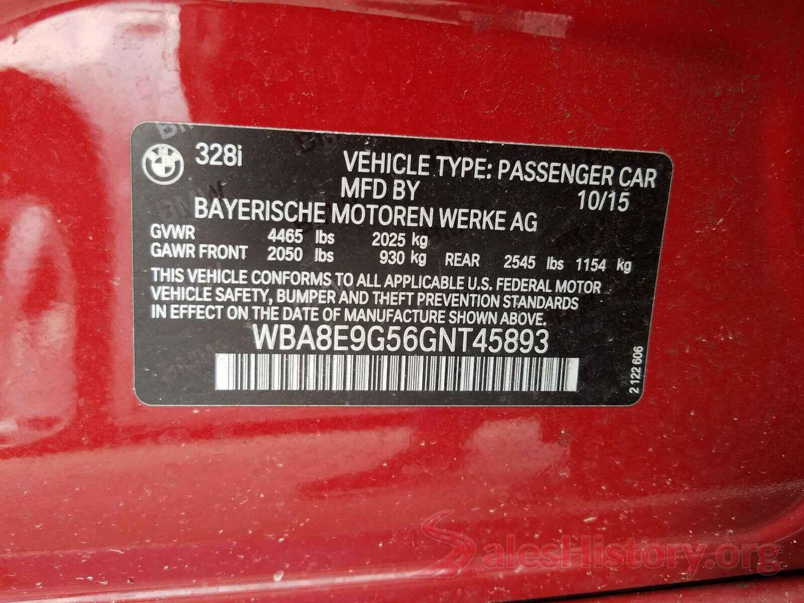 WBA8E9G56GNT45893 2016 BMW 3 SERIES