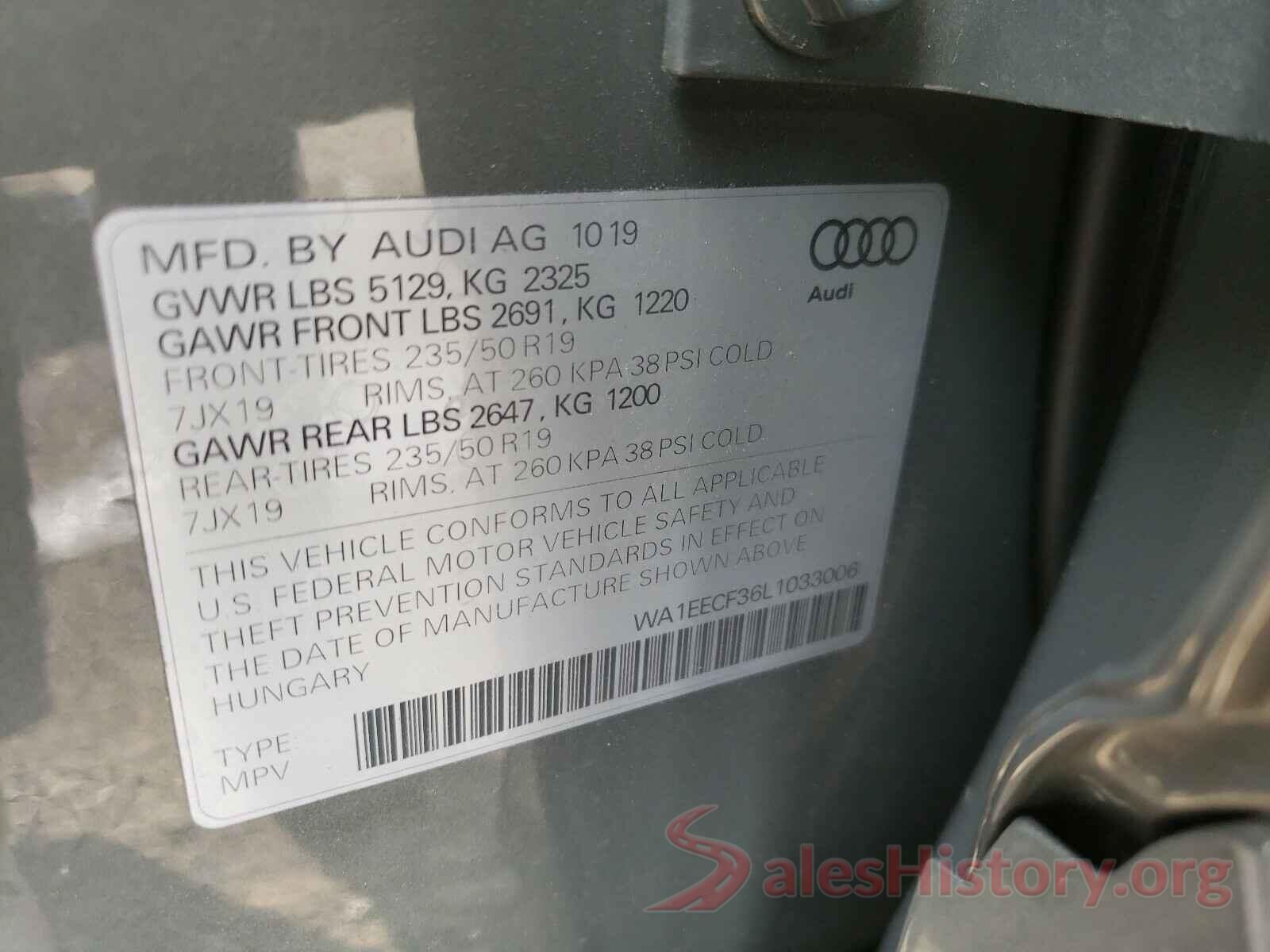 WA1EECF36L1033006 2020 AUDI Q3