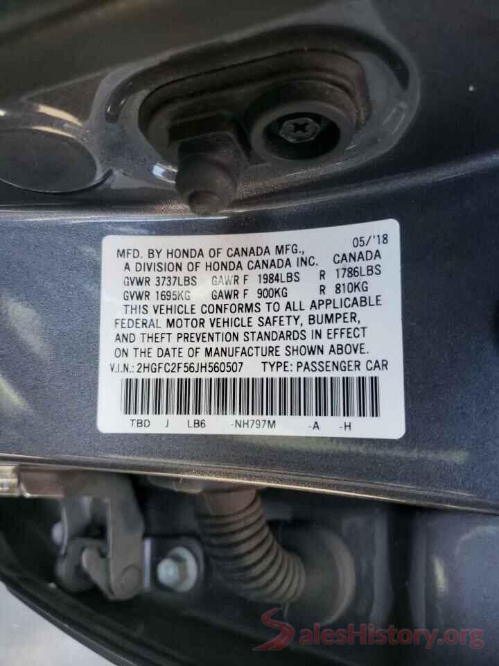 2HGFC2F56JH560507 2018 HONDA CIVIC