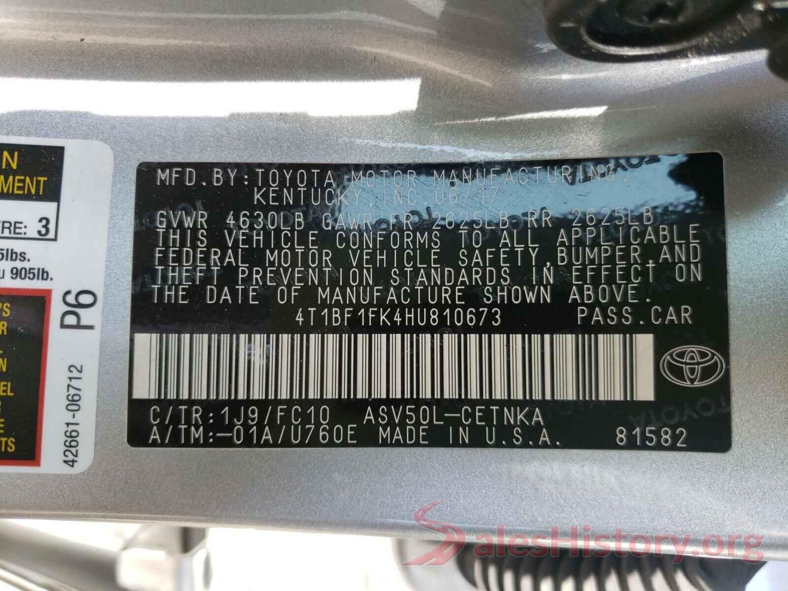 4T1BF1FK4HU810673 2017 TOYOTA CAMRY