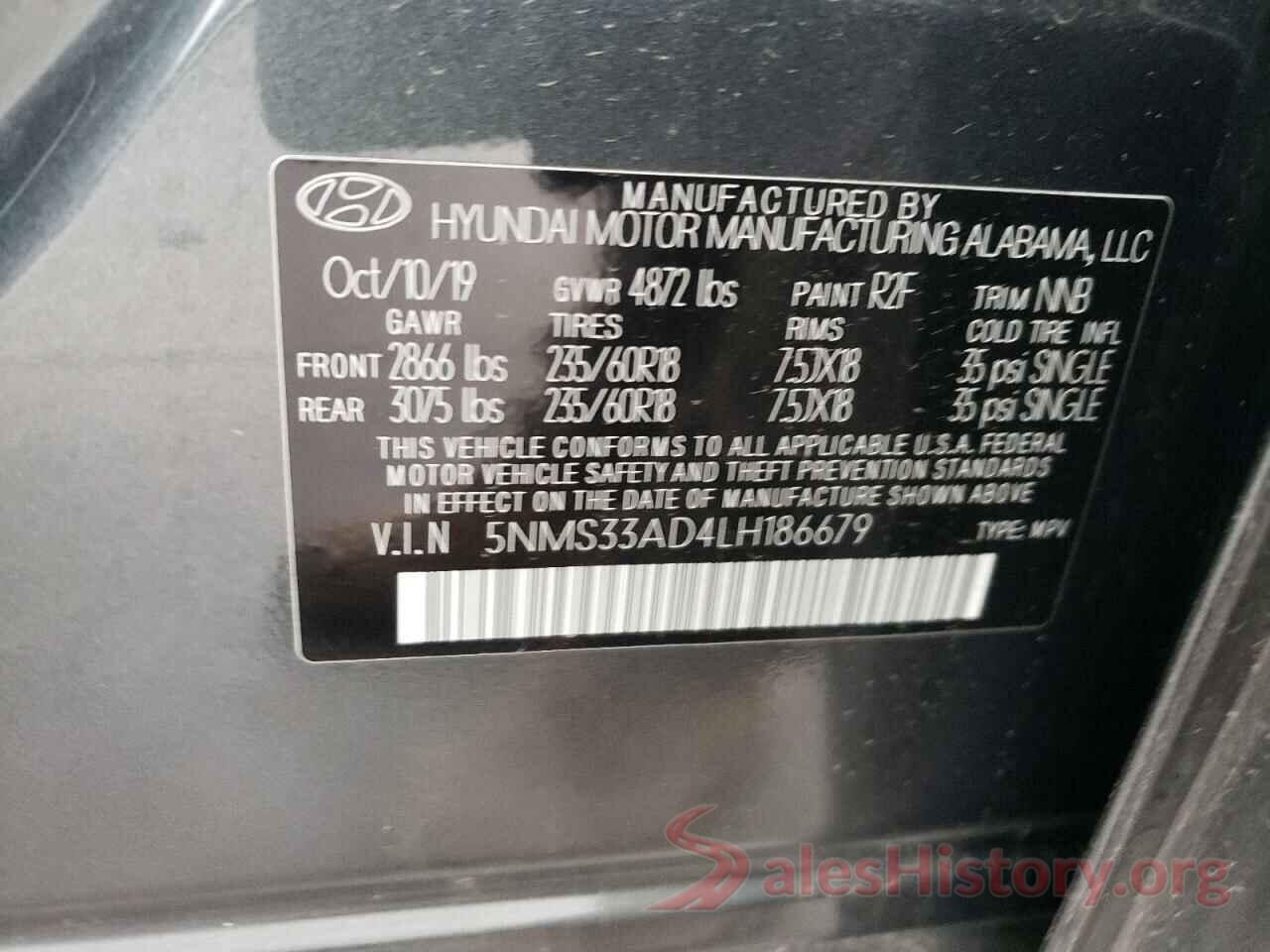 5NMS33AD4LH186679 2020 HYUNDAI SANTA FE