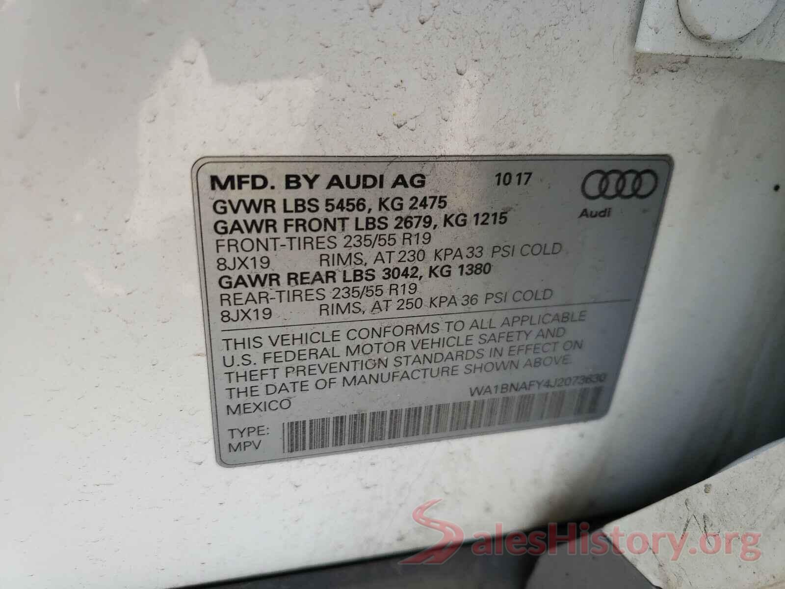 WA1BNAFY4J2073630 2018 AUDI Q5