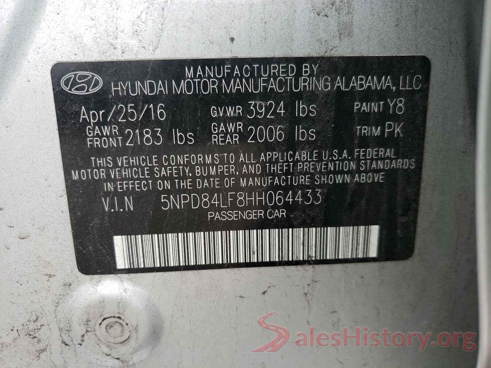 5NPD84LF8HH064433 2017 HYUNDAI ELANTRA