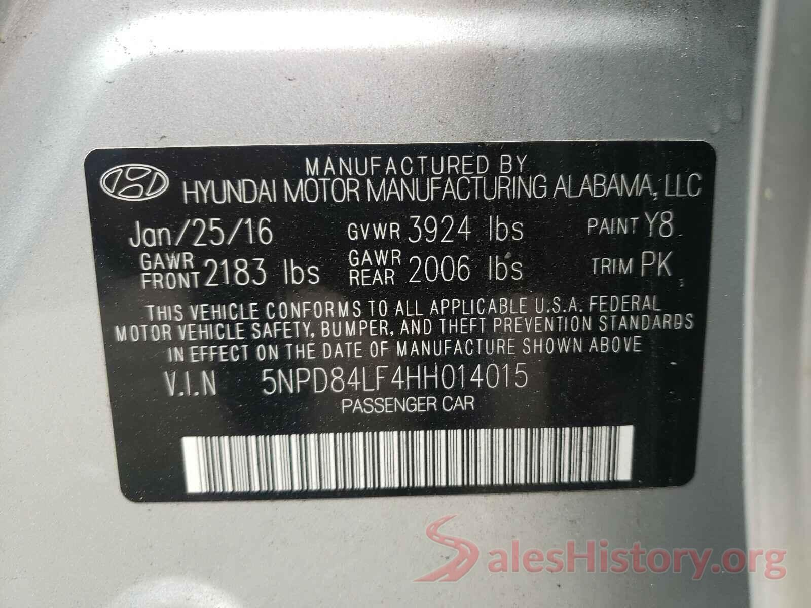 5NPD84LF4HH014015 2017 HYUNDAI ELANTRA