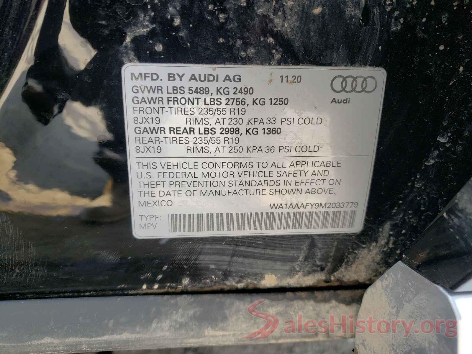 WA1AAAFY9M2033779 2021 AUDI Q5