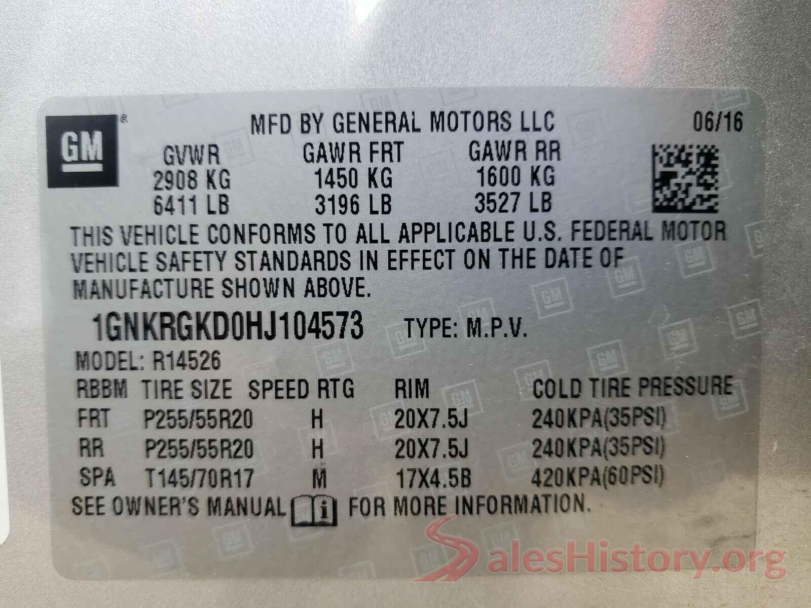 1GNKRGKD0HJ104573 2017 CHEVROLET TRAVERSE