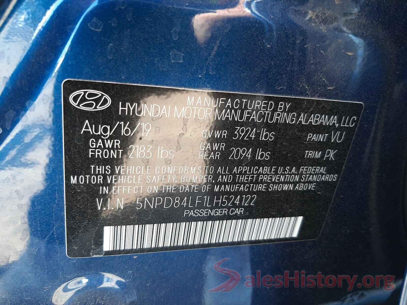 5NPD84LF1LH524122 2020 HYUNDAI ELANTRA