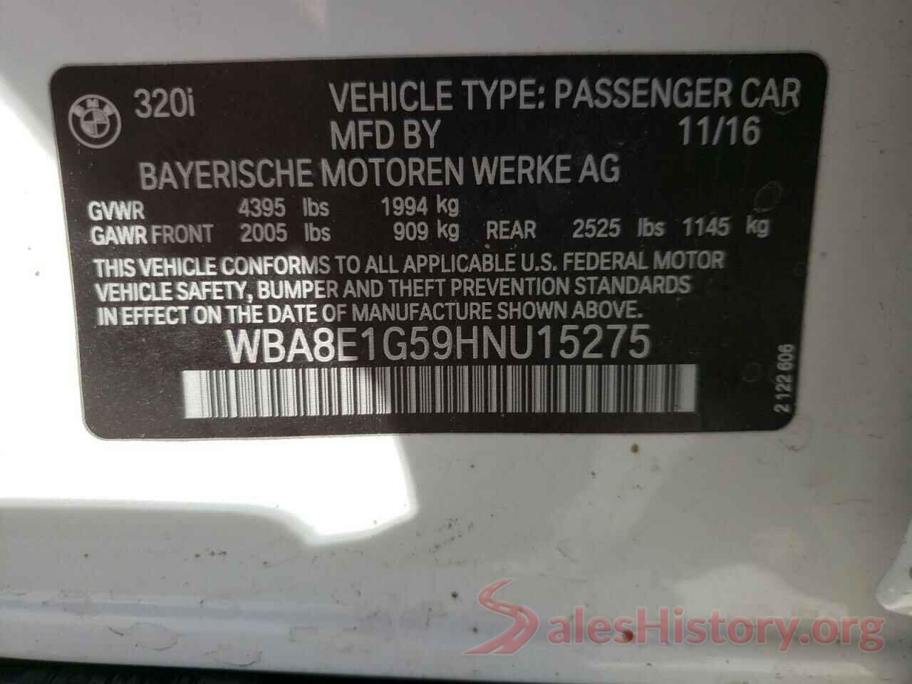 WBA8E1G59HNU15275 2017 BMW 3 SERIES