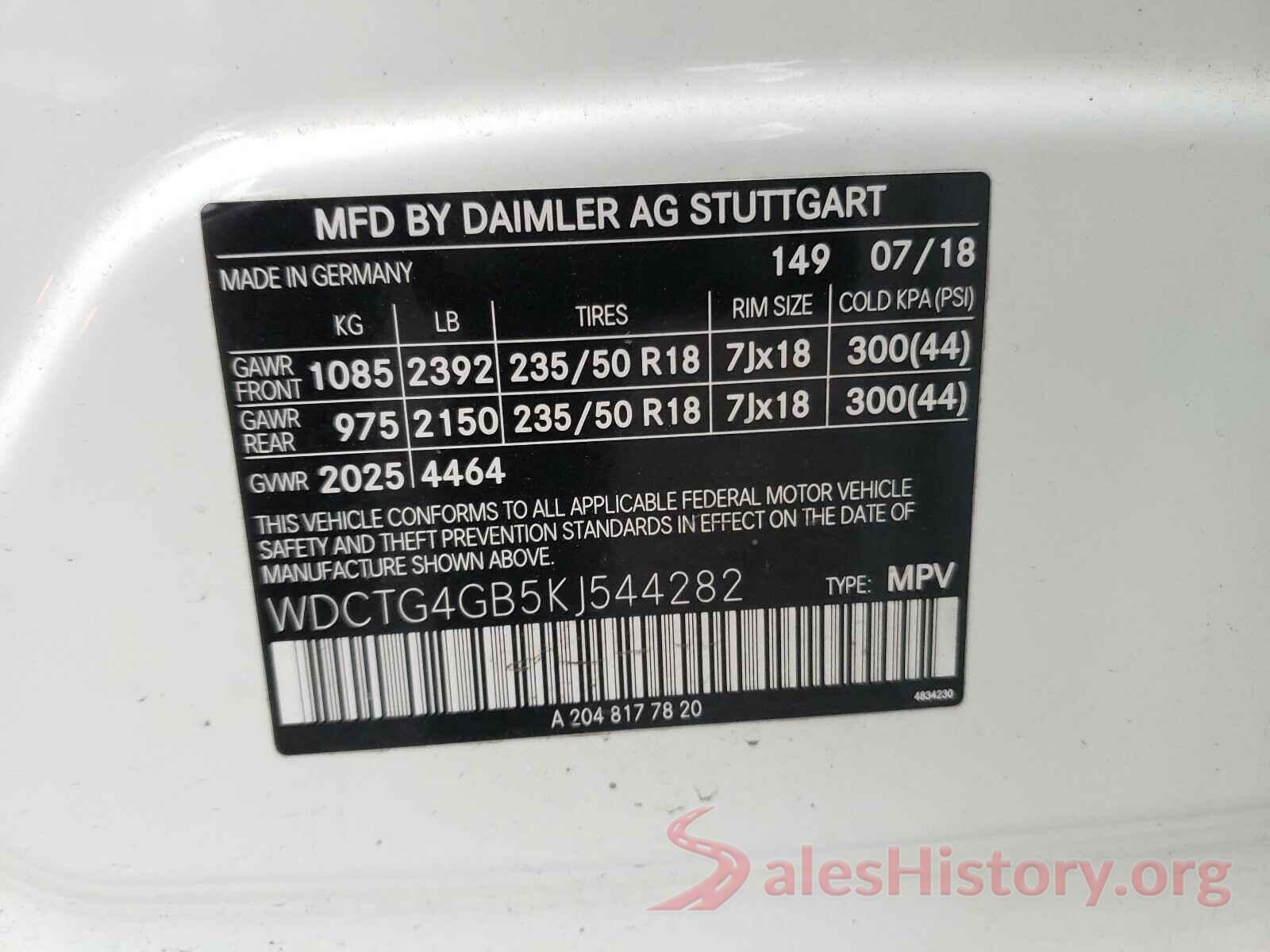 WDCTG4GB5KJ544282 2019 MERCEDES-BENZ G CLASS