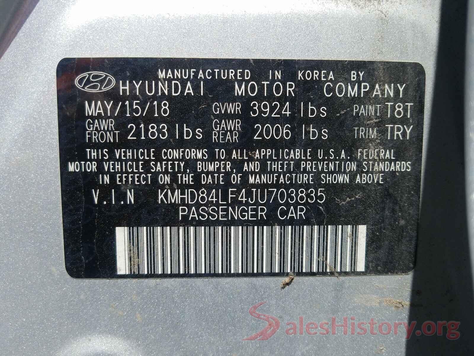 KMHD84LF4JU703835 2018 HYUNDAI ELANTRA