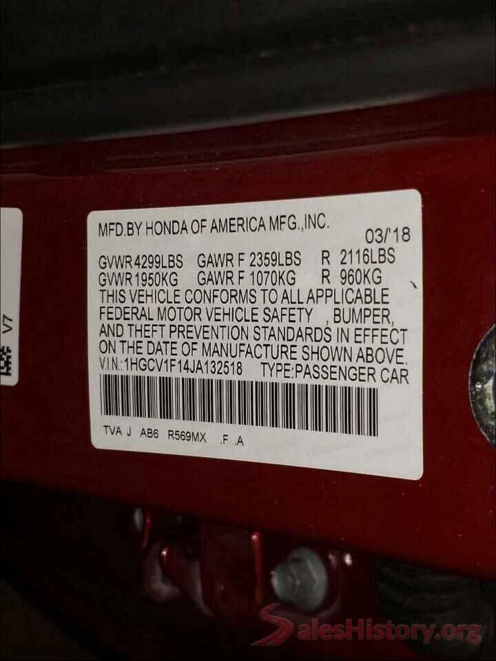 1HGCV1F14JA132518 2018 HONDA ACCORD