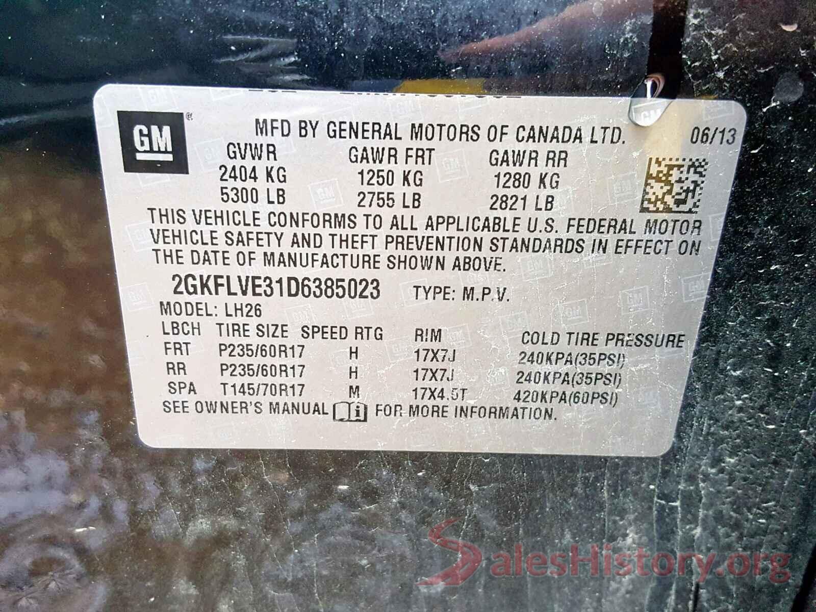 2GKFLVE31D6385023 2013 GMC TERRAIN SL