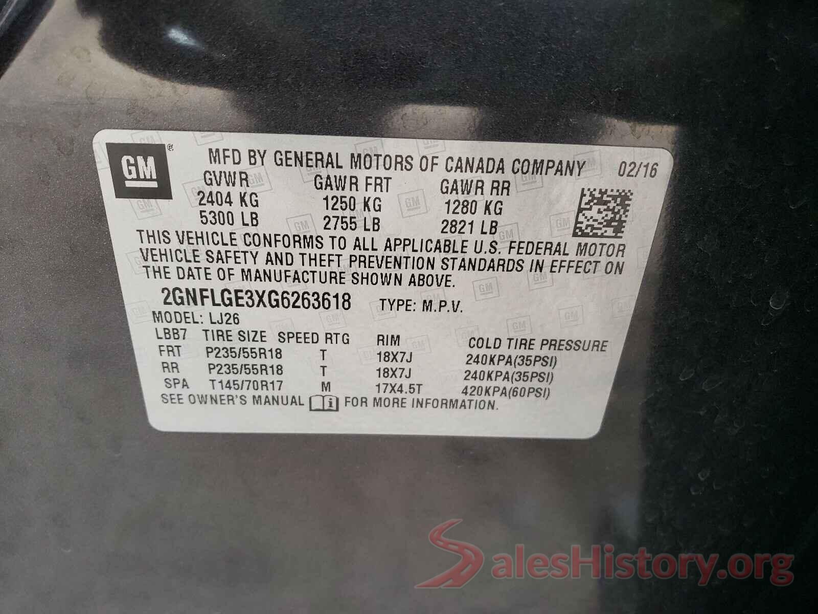 2GNFLGE3XG6263618 2016 CHEVROLET EQUINOX