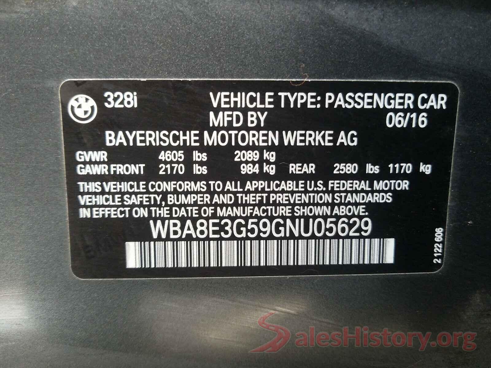 WBA8E3G59GNU05629 2016 BMW 3 SERIES