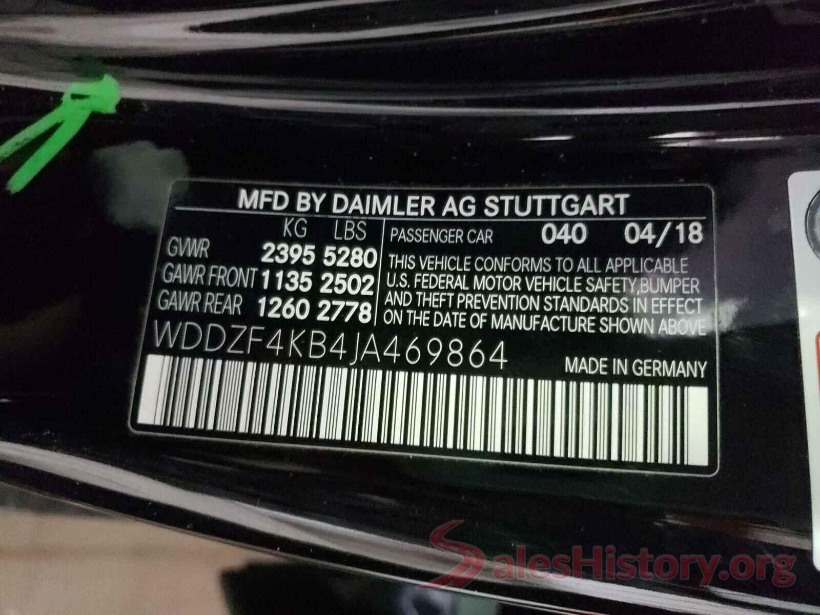 WDDZF4KB4JA469864 2018 MERCEDES-BENZ E CLASS