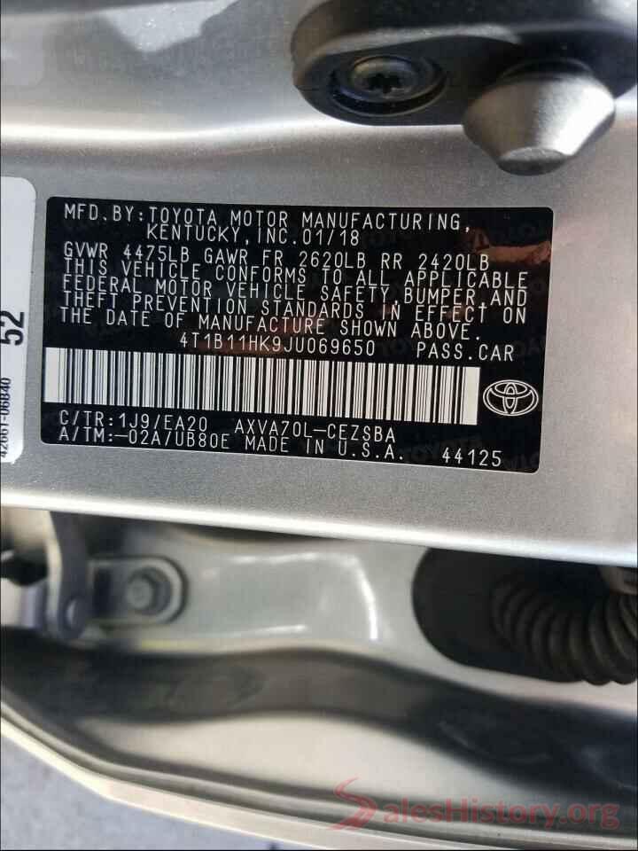 4T1B11HK9JU069650 2018 TOYOTA CAMRY