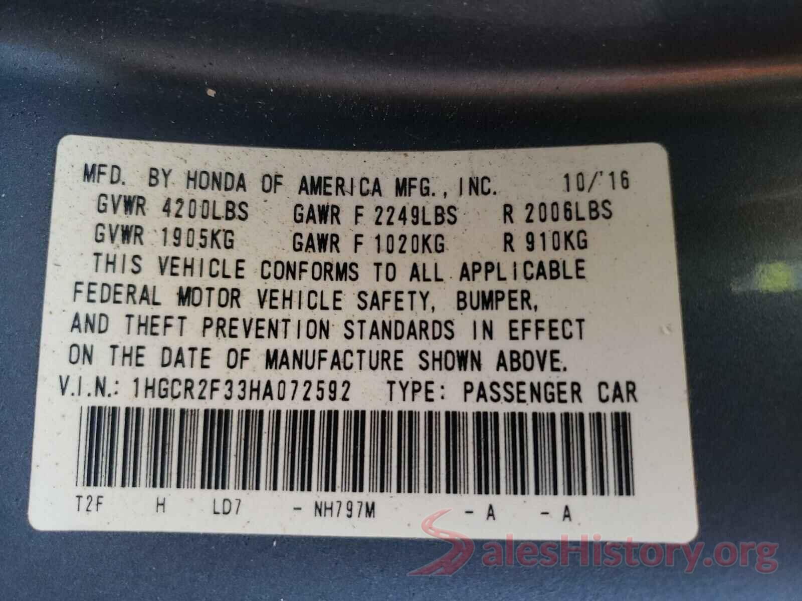 1HGCR2F33HA072592 2017 HONDA ACCORD