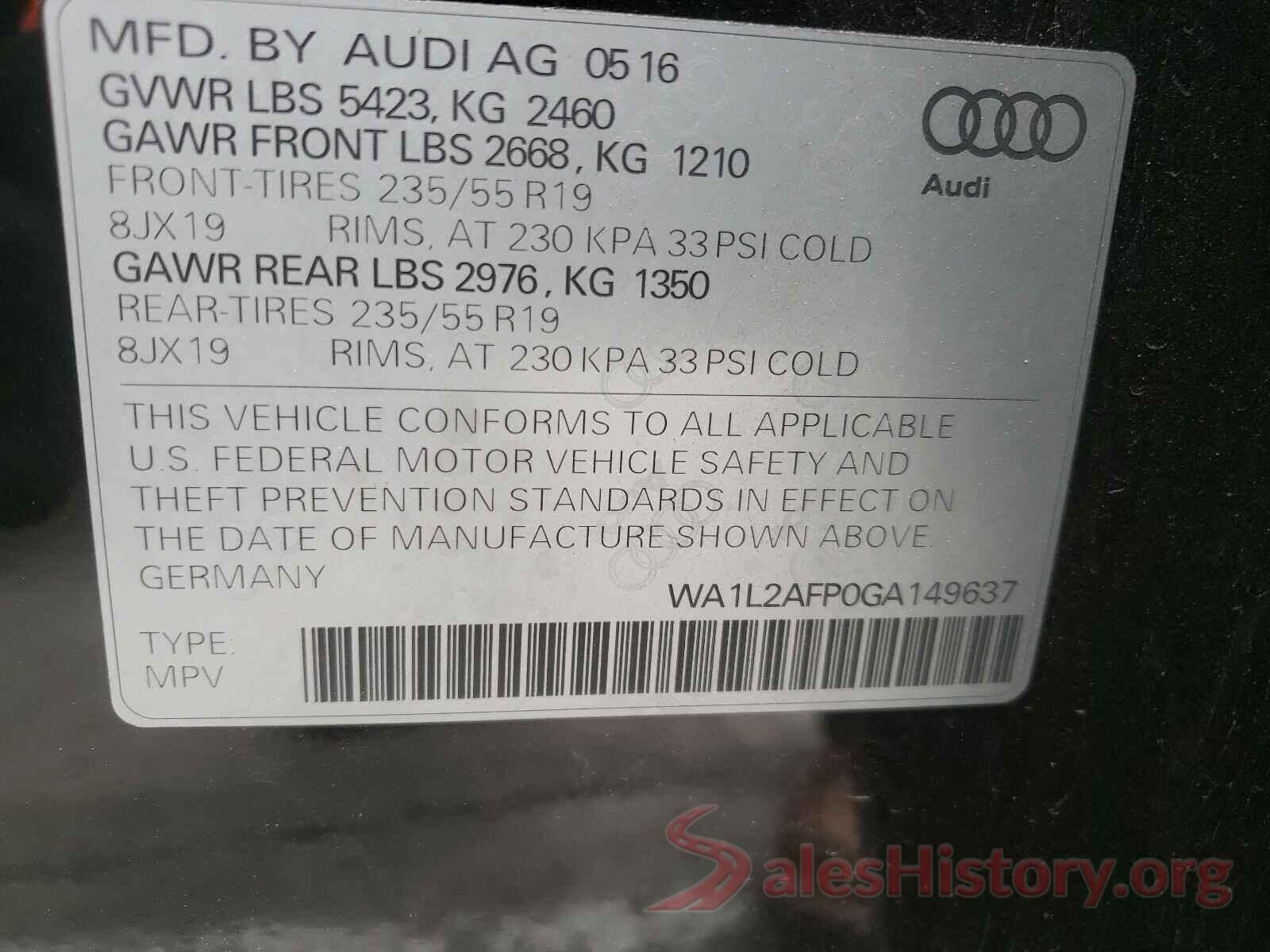 WA1L2AFP0GA149637 2016 AUDI Q5