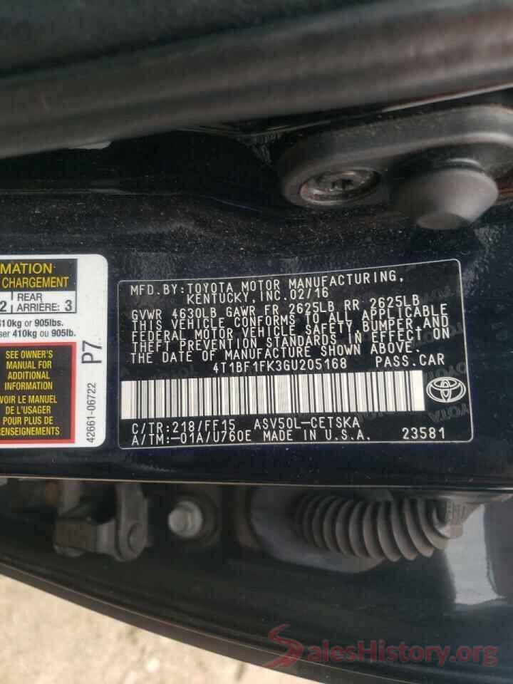 4T1BF1FK3GU205168 2016 TOYOTA CAMRY