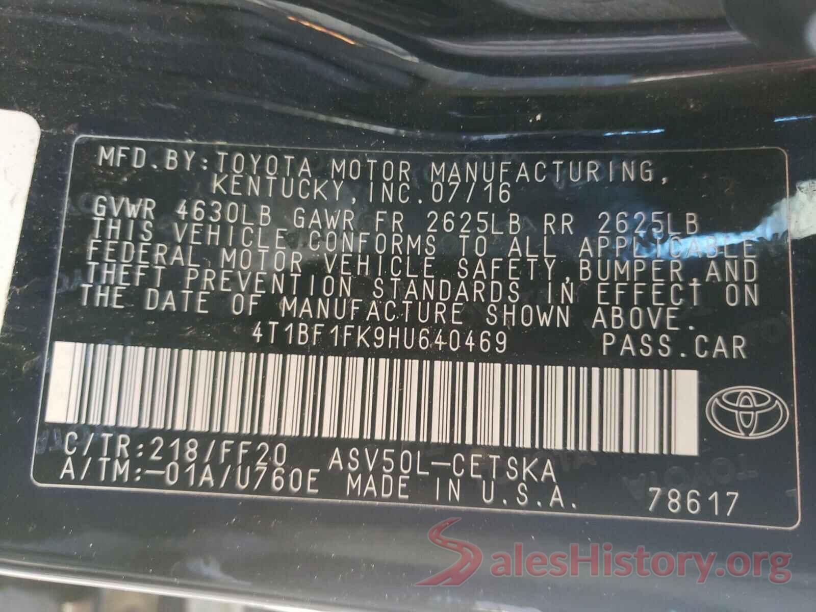 4T1BF1FK9HU640469 2017 TOYOTA CAMRY