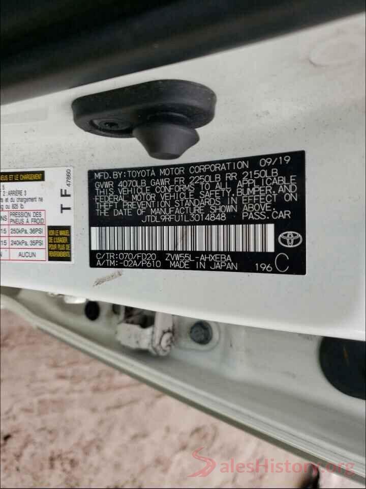 JTDL9RFU1L3014848 2020 TOYOTA PRIUS