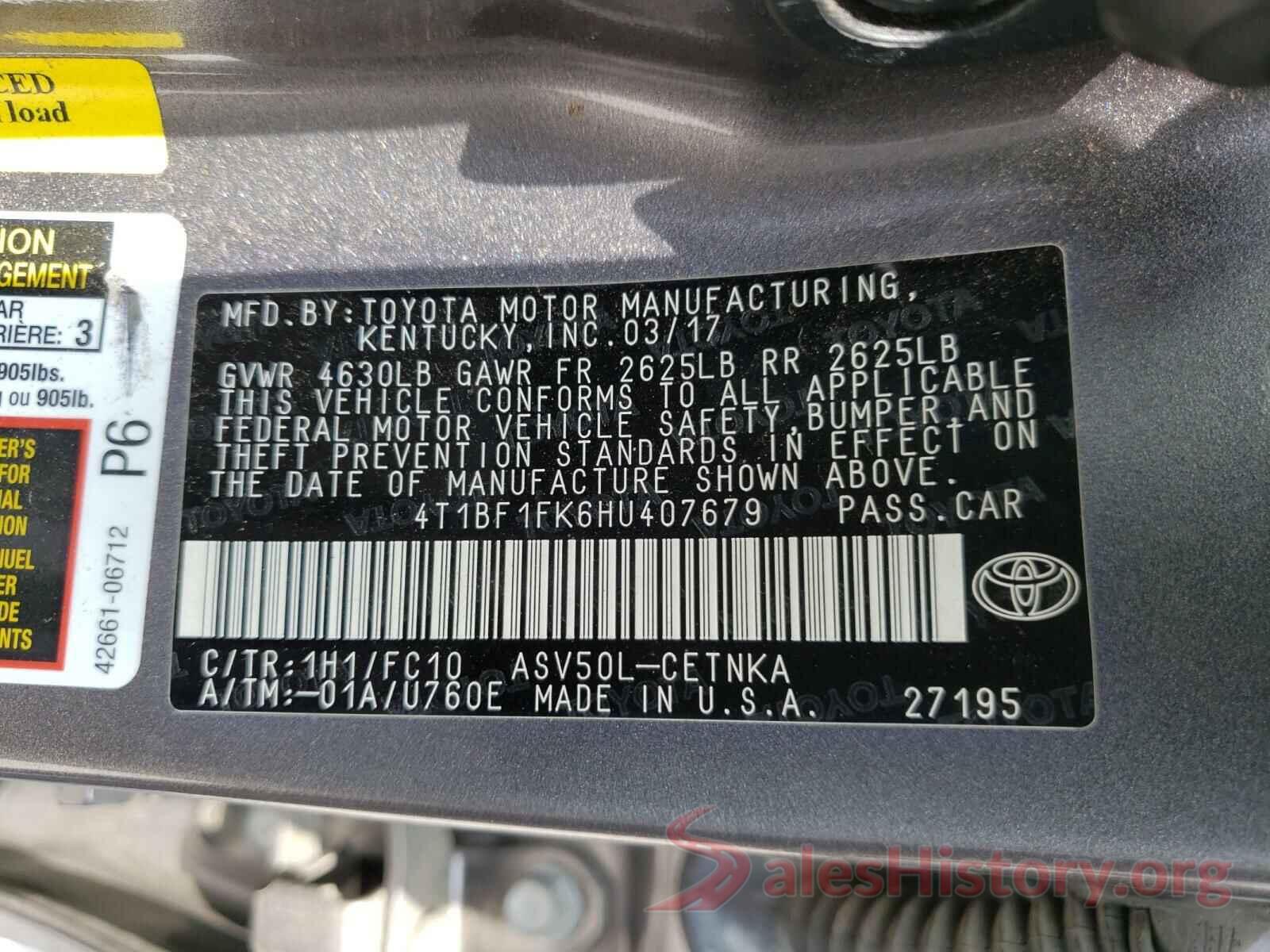 4T1BF1FK6HU407679 2017 TOYOTA CAMRY