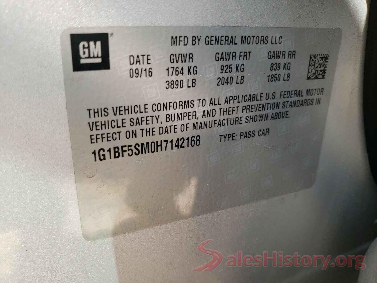 1G1BF5SM0H7142168 2017 CHEVROLET CRUZE