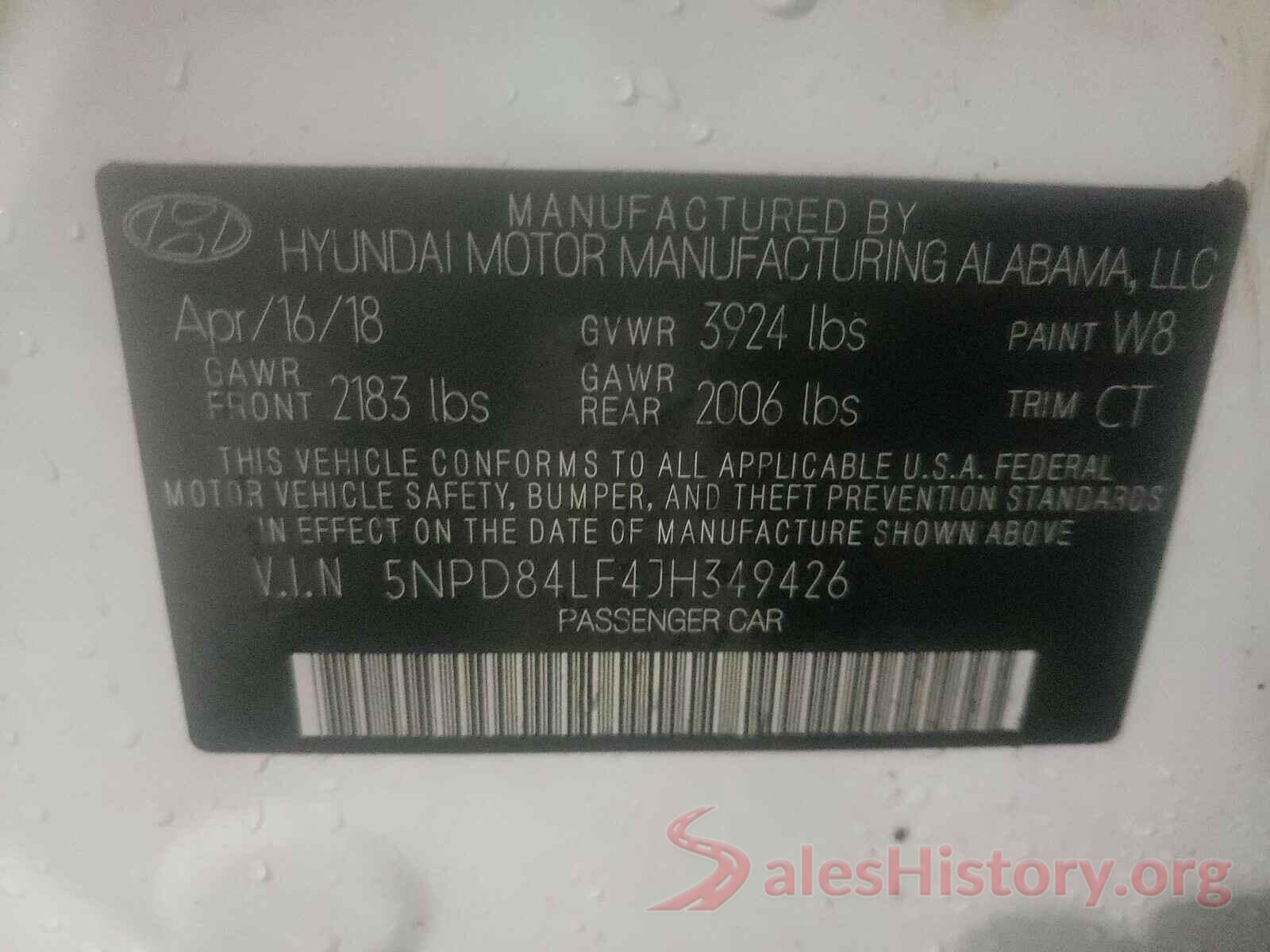 5NPD84LF4JH349426 2018 HYUNDAI ELANTRA