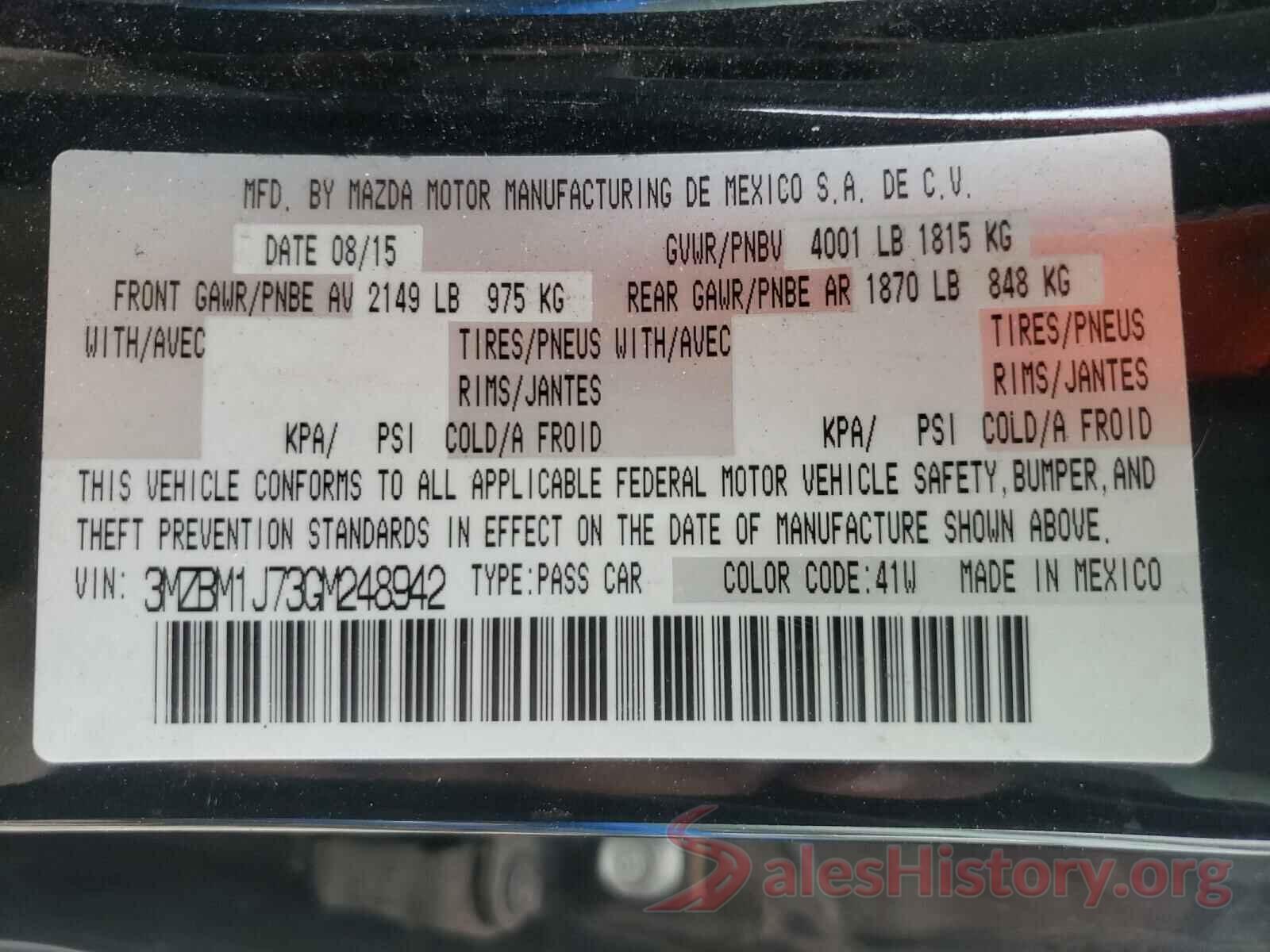 3MZBM1J73GM248942 2016 MAZDA 3