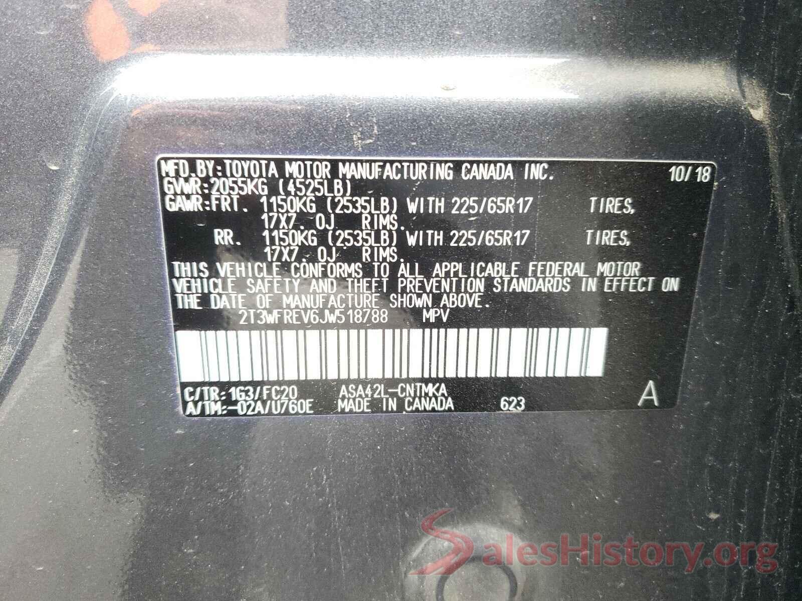 2T3WFREV6JW518788 2018 TOYOTA RAV4