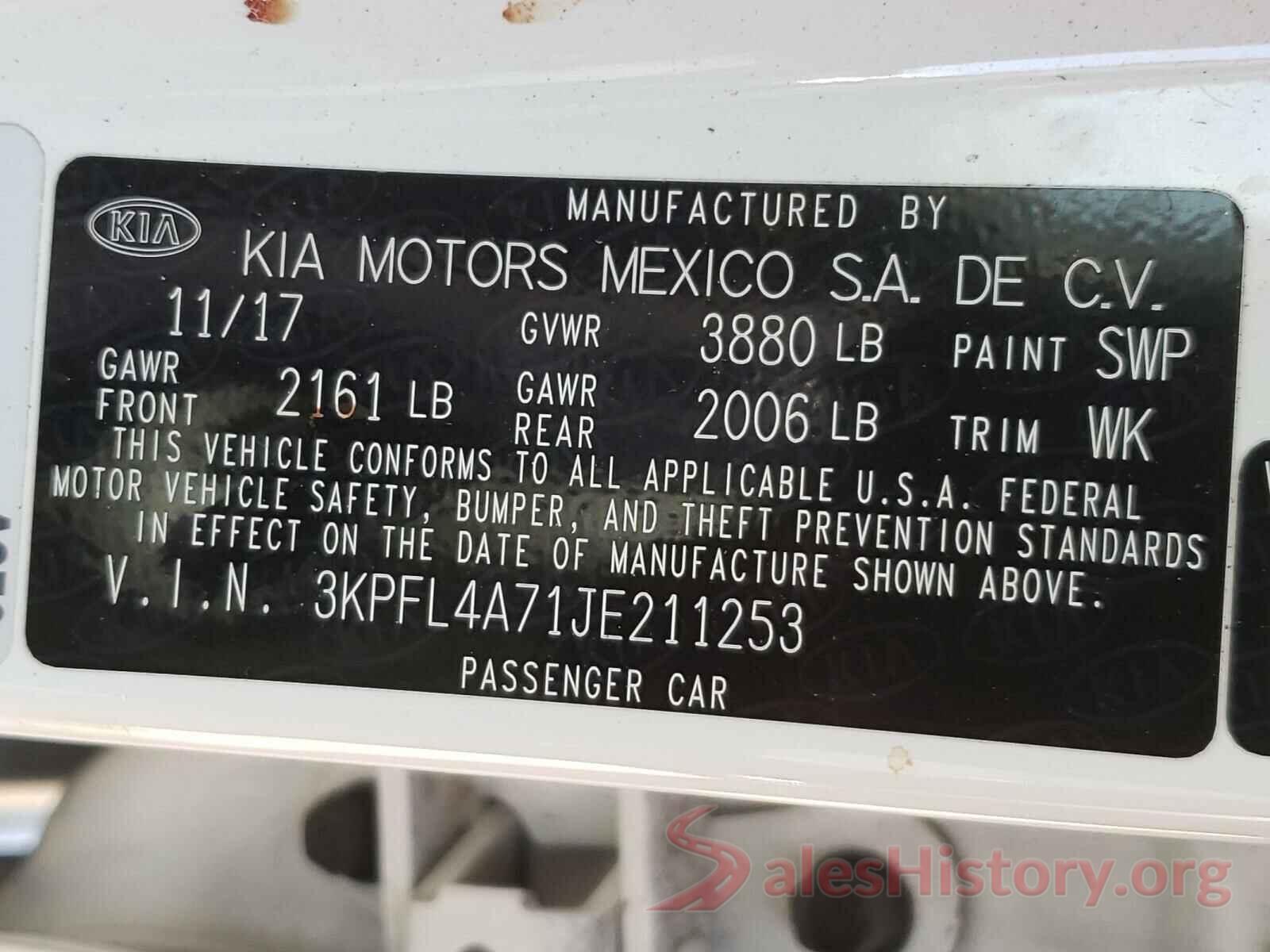 3KPFL4A71JE211253 2018 KIA FORTE